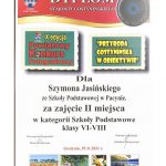 Dyplom za zajęcie II miejsca w X Powiatowym Konkursie Fotograficzny „Przyroda Gostynińska w Obiektywie”