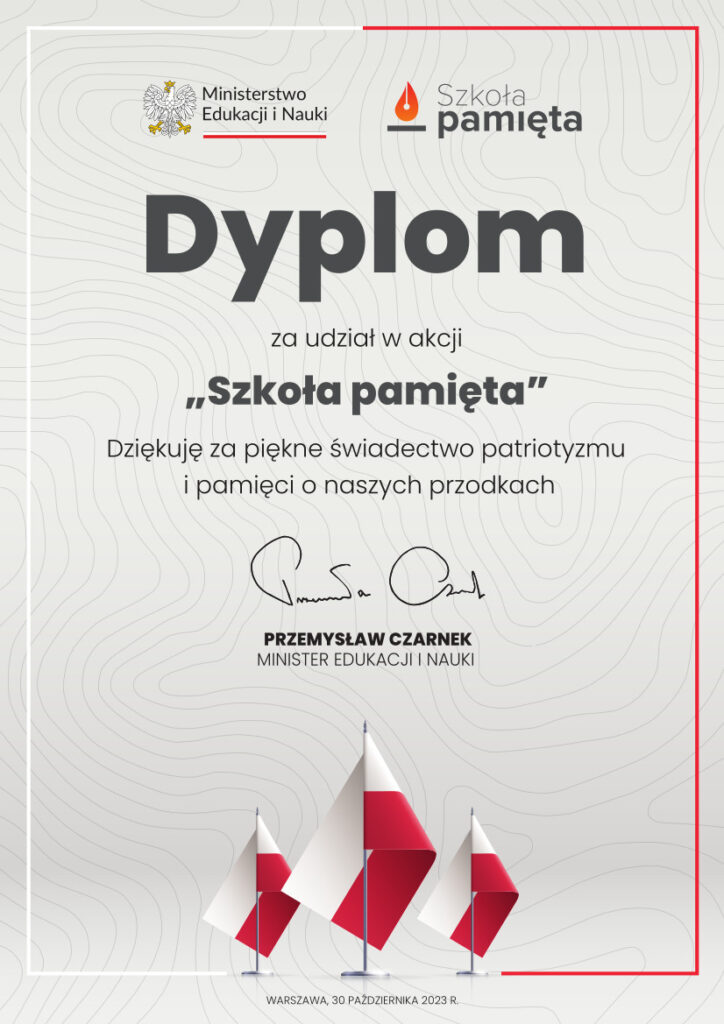 Dyplom za udział w akcji "Szkoła Pamięta"