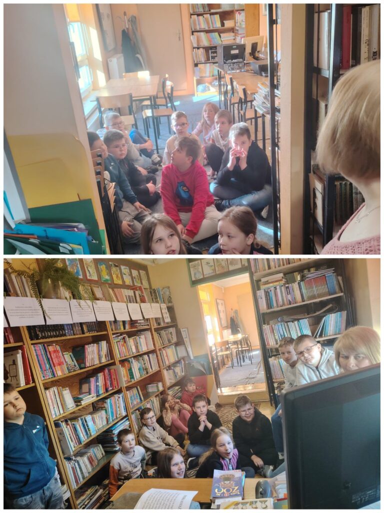 Klasa IIIb podczas spotkania w bibliotece