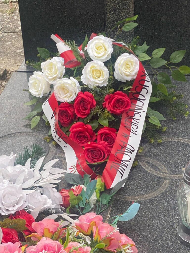 Wiązanka złożona na grobie J. Kusocińskiego