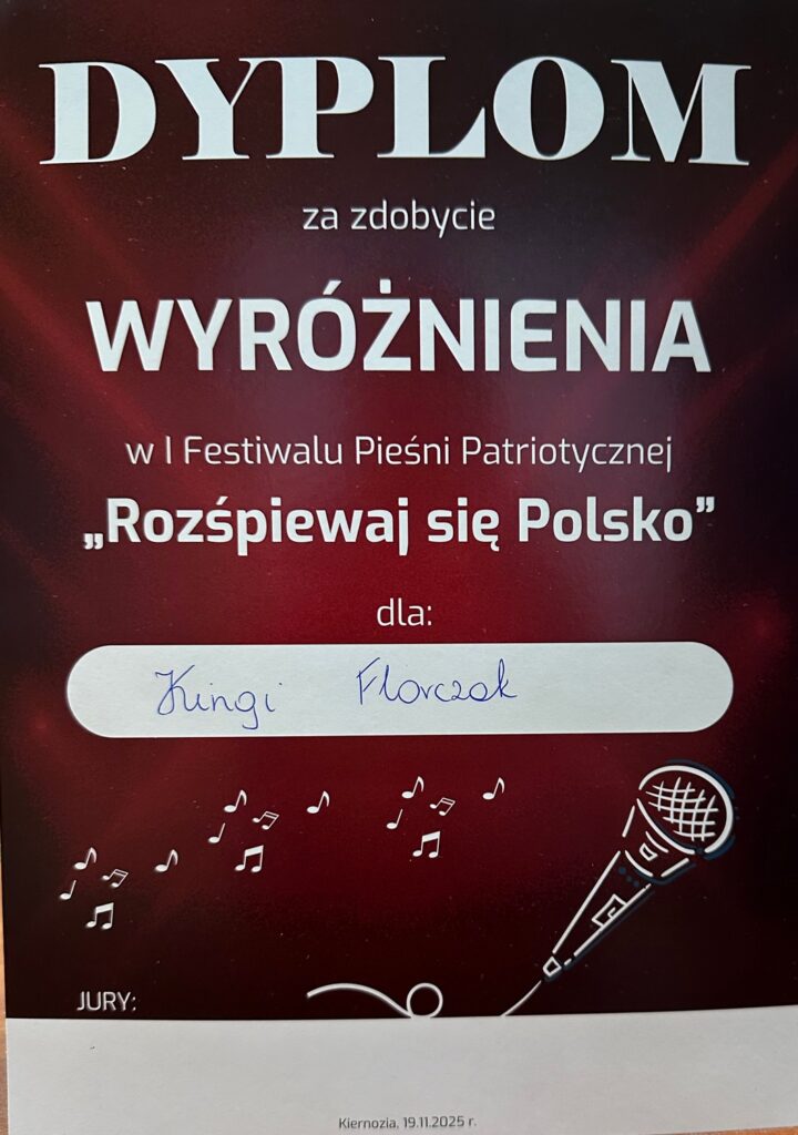 Dyplom za zdobycie wyróżnienia