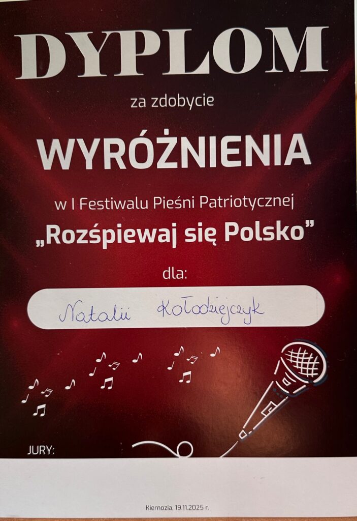 Dyplom za zdobycie wyróżnienia